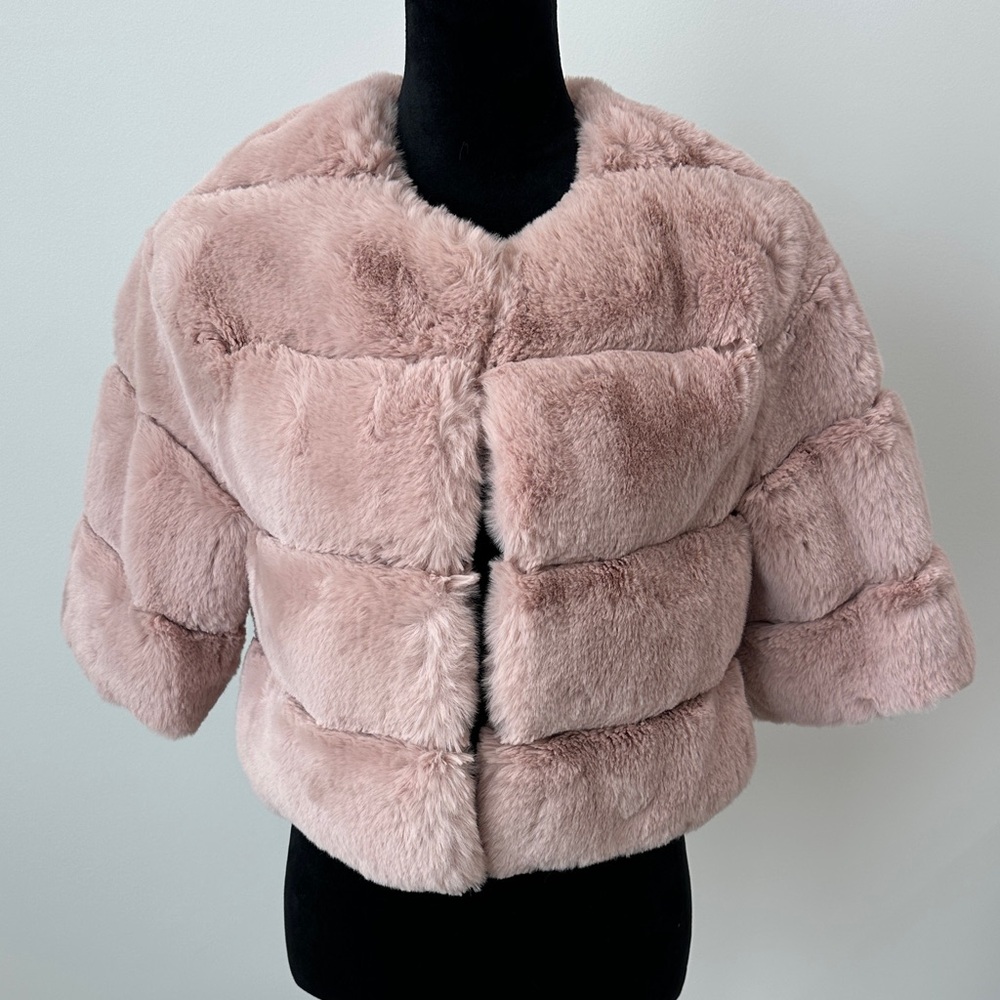 BCBGMaxAzria Blush Faux Fur Jacket
